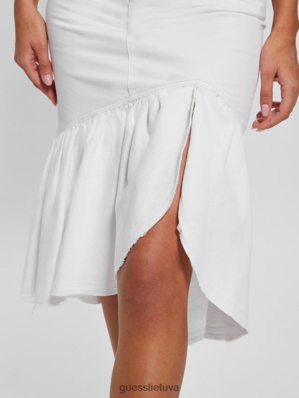 moterys GUESS 6NLN43 drabužiai lelija balta marinella džinsinio pieštuko sijonas