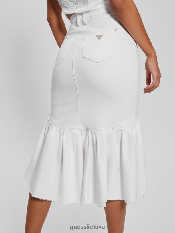 moterys GUESS 6NLN43 drabužiai lelija balta marinella džinsinio pieštuko sijonas