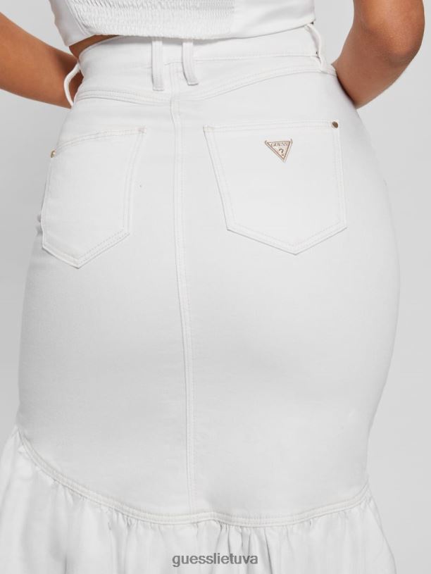 moterys GUESS 6NLN43 drabužiai lelija balta marinella džinsinio pieštuko sijonas