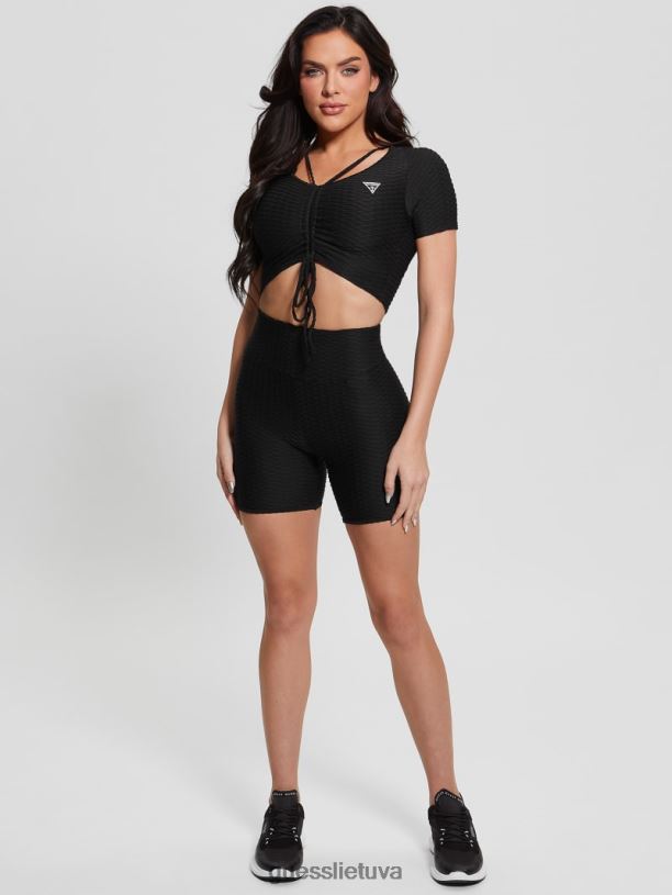moterys GUESS 6NLN2089 drabužiai juodas eko delma dviratininko šortai