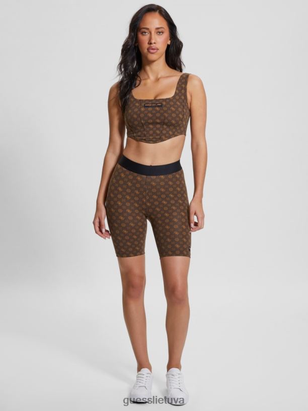moterys GUESS 6NLN2150 drabužiai aop ruda olograma aggie baikerių šortai