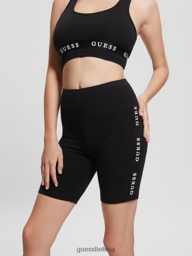 moterys GUESS 6NLN2291 drabužiai juodas Eco aline logotipo juostos dviratininkų šortai