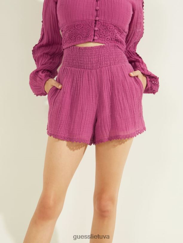 moterys GUESS 6NLN2374 drabužiai purpurinis dragonfruit multi abigail marlės šortai moterys GUESS 6NLN2374 drabužiai purpurinis dragonfruit multi abigail marlės šortai