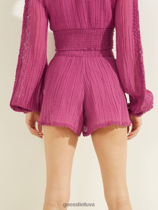 moterys GUESS 6NLN2374 drabužiai purpurinis dragonfruit multi abigail marlės šortai