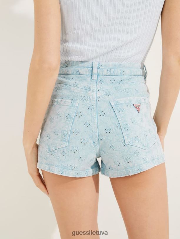 moterys GUESS 6NLN269 drabužiai Florida mėlyna Claudia šortai su kilpomis