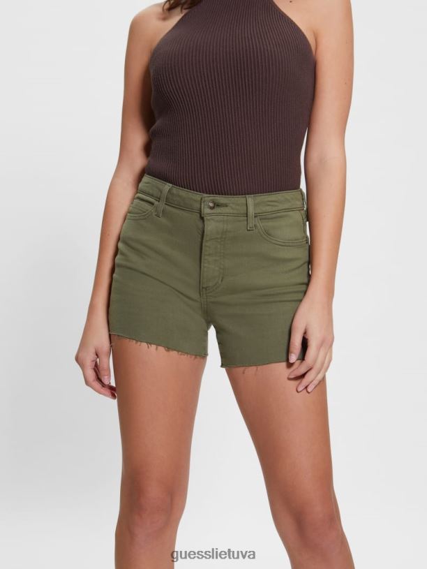 moterys GUESS 6NLN77 drabužiai kerpės lapų žalias multi 1981 metų midi šortai