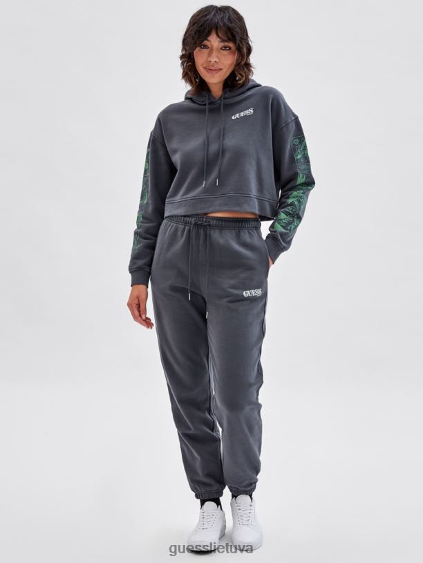 moterys GUESS 6NLN1338 drabužiai juodas multi originalai x betmeno apkarpytas gobtuvas