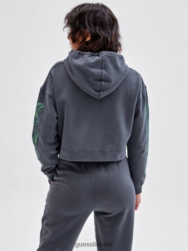 moterys GUESS 6NLN1338 drabužiai juodas multi originalai x betmeno apkarpytas gobtuvas