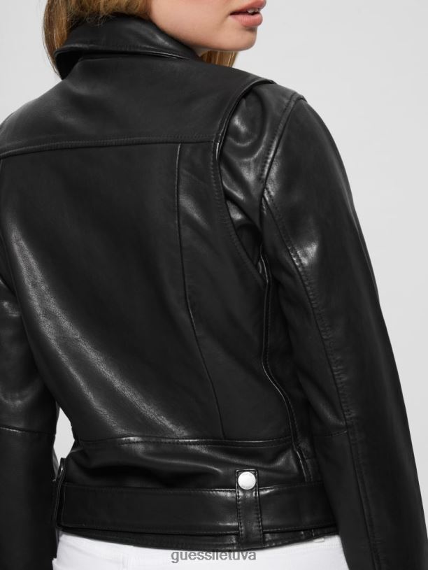 moterys GUESS 6NLN1753 drabužiai juodas Camille odinė striukė