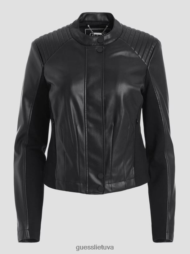 moterys GUESS 6NLN1756 drabužiai juodas Fiammetta moto striukė