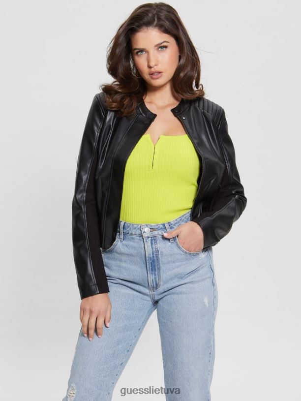 moterys GUESS 6NLN1756 drabužiai juodas Fiammetta moto striukė