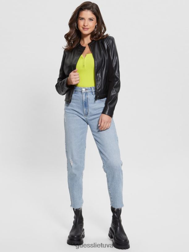 moterys GUESS 6NLN1756 drabužiai juodas Fiammetta moto striukė