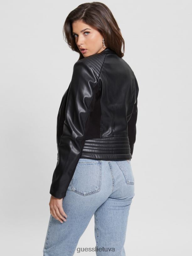 moterys GUESS 6NLN1756 drabužiai juodas Fiammetta moto striukė