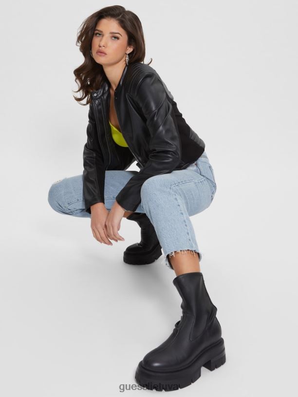 moterys GUESS 6NLN1756 drabužiai juodas Fiammetta moto striukė