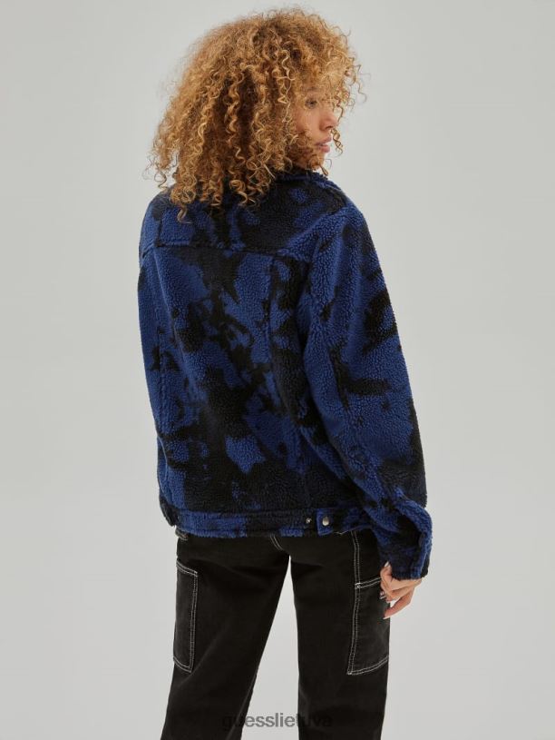 moterys GUESS 6NLN1785 drabužiai banglenčių mėlynas multi Originali sherpa trucker striukė