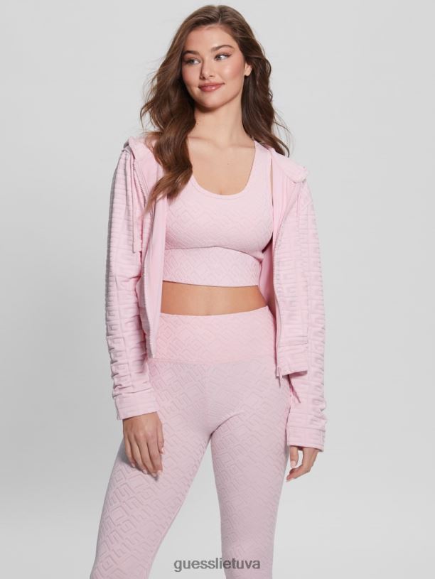 moterys GUESS 6NLN1822 drabužiai g-reljefinis išplautas kaištis dana aktyvi striukė su užtrauktuku