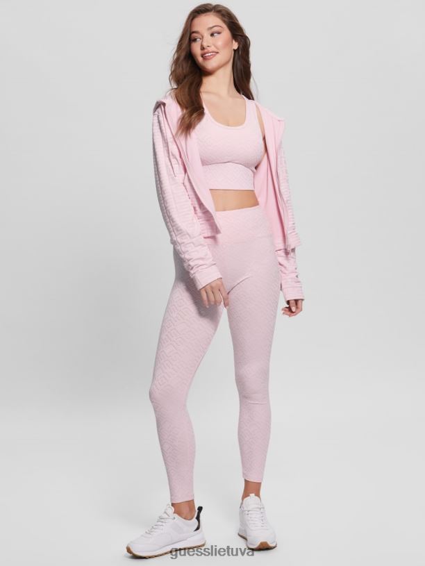 moterys GUESS 6NLN1822 drabužiai g-reljefinis išplautas kaištis dana aktyvi striukė su užtrauktuku