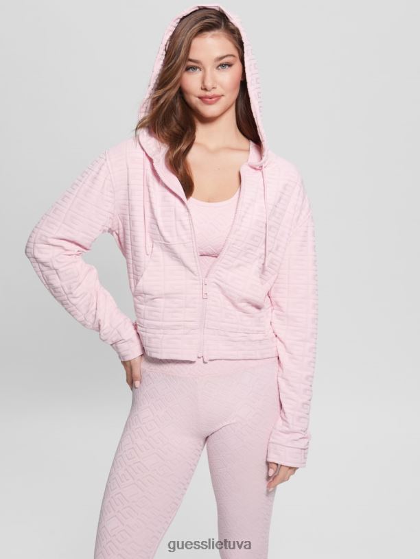 moterys GUESS 6NLN1822 drabužiai g-reljefinis išplautas kaištis dana aktyvi striukė su užtrauktuku