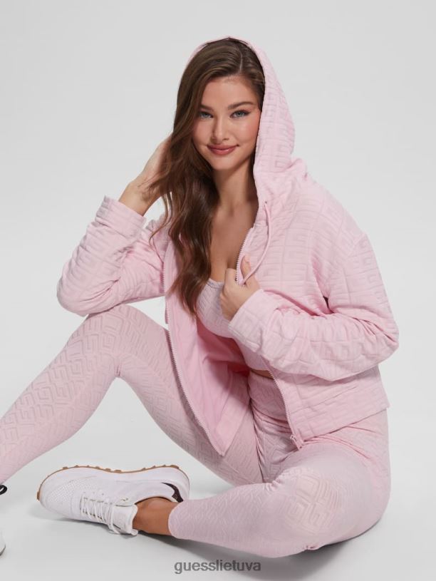 moterys GUESS 6NLN1822 drabužiai g-reljefinis išplautas kaištis dana aktyvi striukė su užtrauktuku