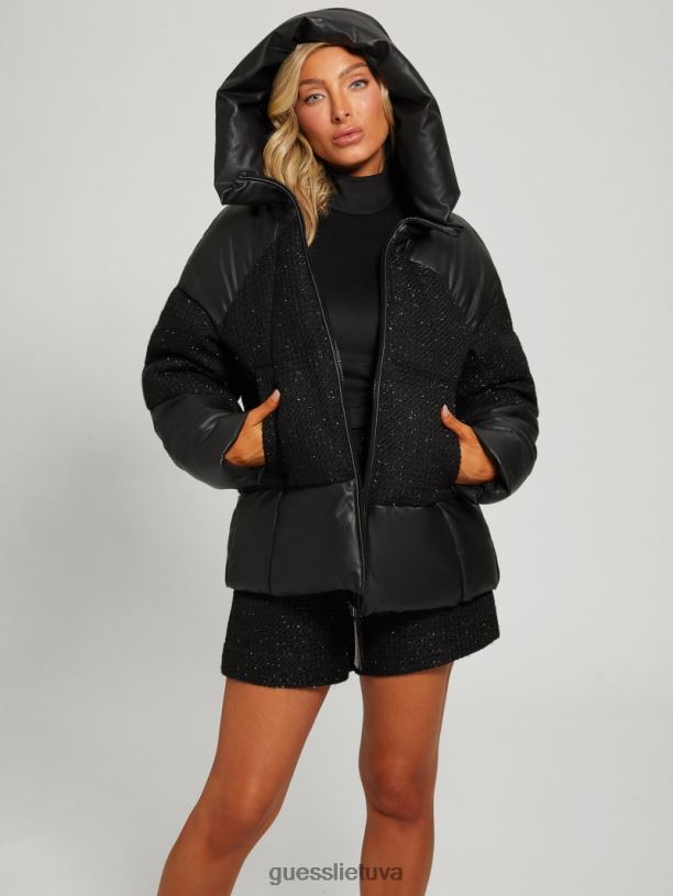 moterys GUESS 6NLN1835 drabužiai juodas paminkštinta striukė