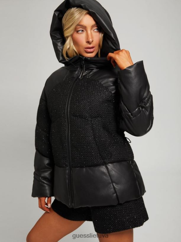 moterys GUESS 6NLN1835 drabužiai juodas paminkštinta striukė