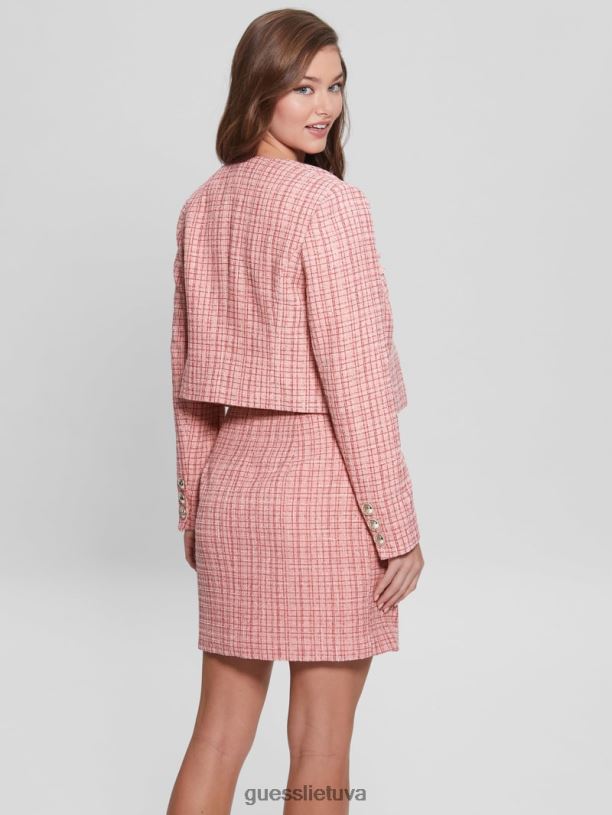 moterys GUESS 6NLN1852 drabužiai vintažiniai skaistalai multi alara shimmer tvido striukė