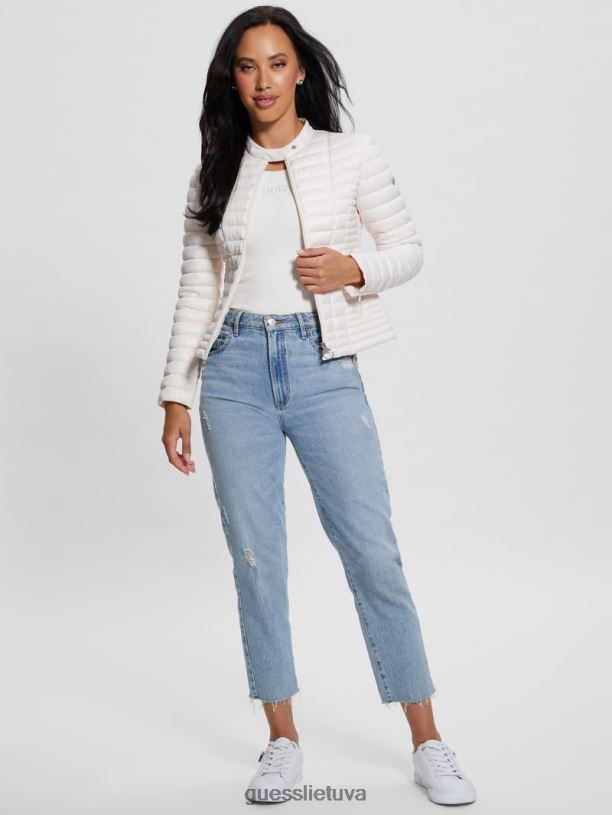 moterys GUESS 6NLN1865 drabužiai pergamento tonas vona dygsniuotas logotipas švarkas