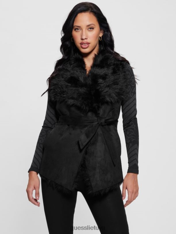 moterys GUESS 6NLN1875 drabužiai juodas apverčiama nami liemenė