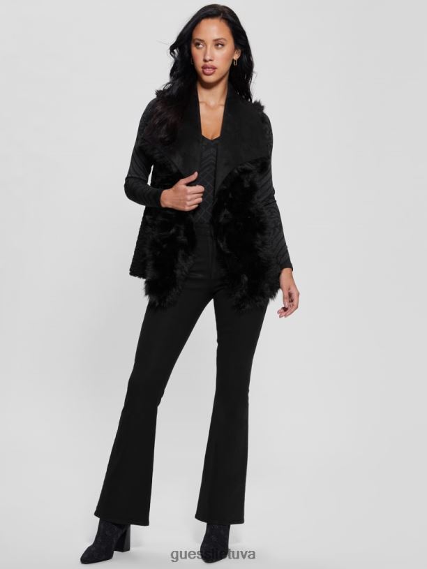 moterys GUESS 6NLN1875 drabužiai juodas apverčiama nami liemenė