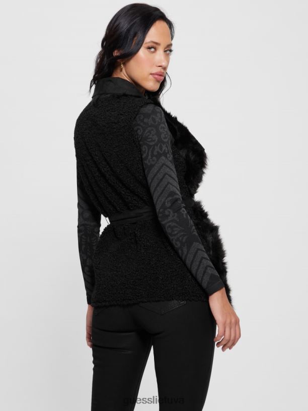 moterys GUESS 6NLN1875 drabužiai juodas apverčiama nami liemenė