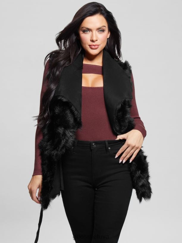 moterys GUESS 6NLN1875 drabužiai juodas apverčiama nami liemenė