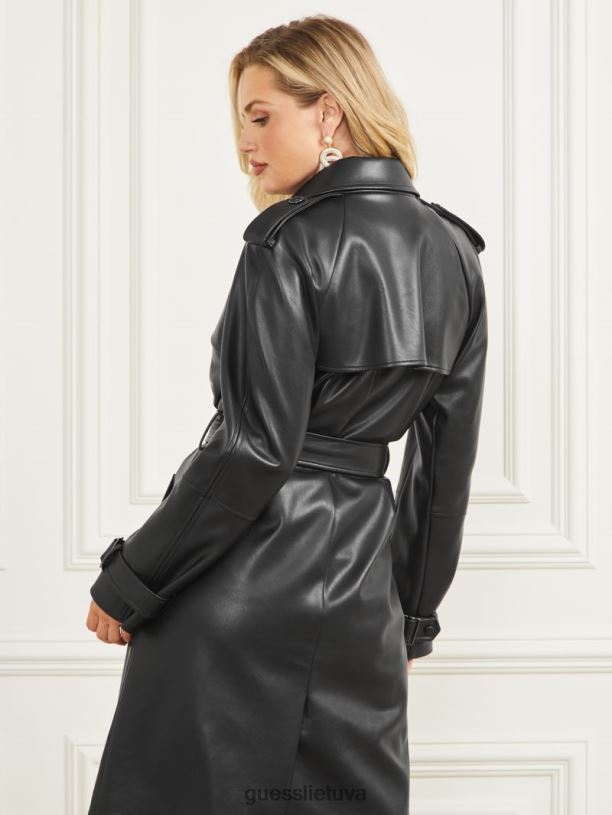 moterys GUESS 6NLN1876 drabužiai juodas spygliuočių paltas