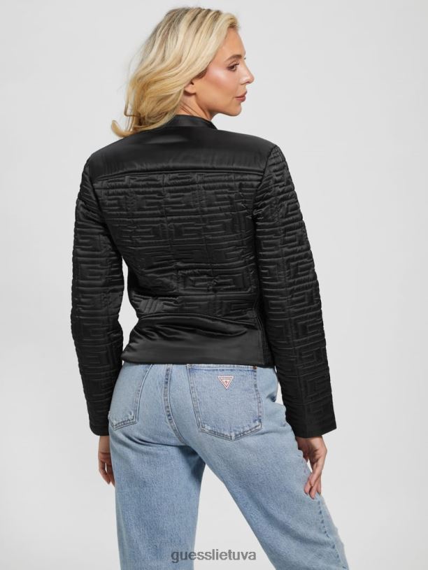 moterys GUESS 6NLN1882 drabužiai juodas jūrinė dygsniuota striukė