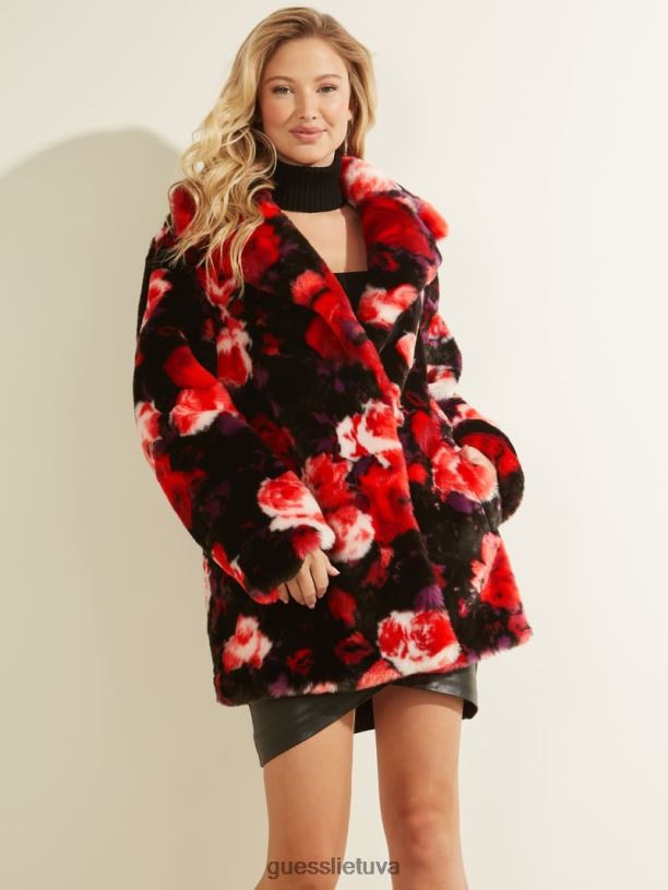 moterys GUESS 6NLN1891 drabužiai žakardo rožės rožinės ir b alanis paltas