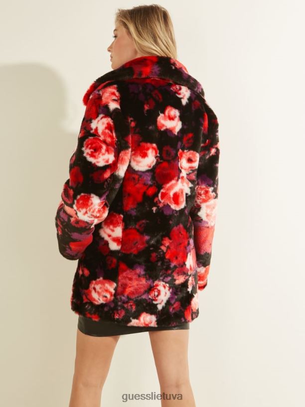 moterys GUESS 6NLN1891 drabužiai žakardo rožės rožinės ir b alanis paltas