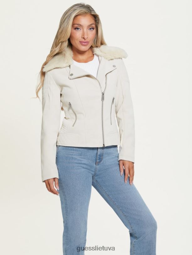 moterys GUESS 6NLN1899 drabužiai perlinė austrė olivia moto striukė