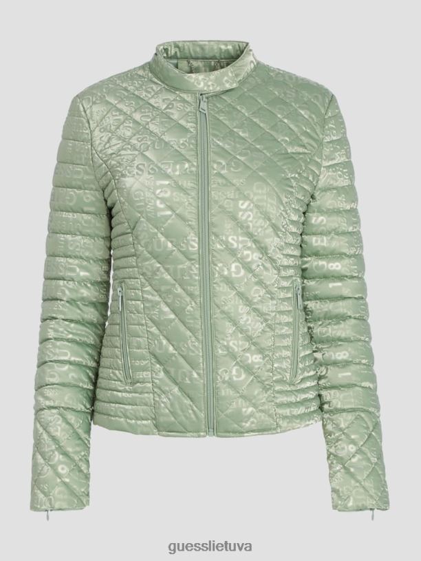 moterys GUESS 6NLN1908 drabužiai miglota žalia vona dygsniuotas švarkas