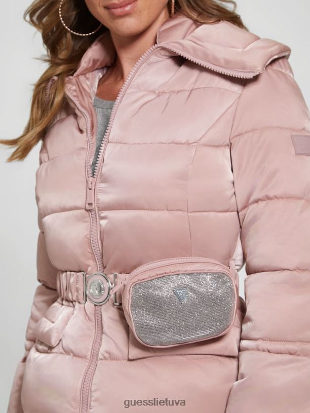 moterys GUESS 6NLN1940 drabužiai rožinė violetinė ekologinė blizganti striukė