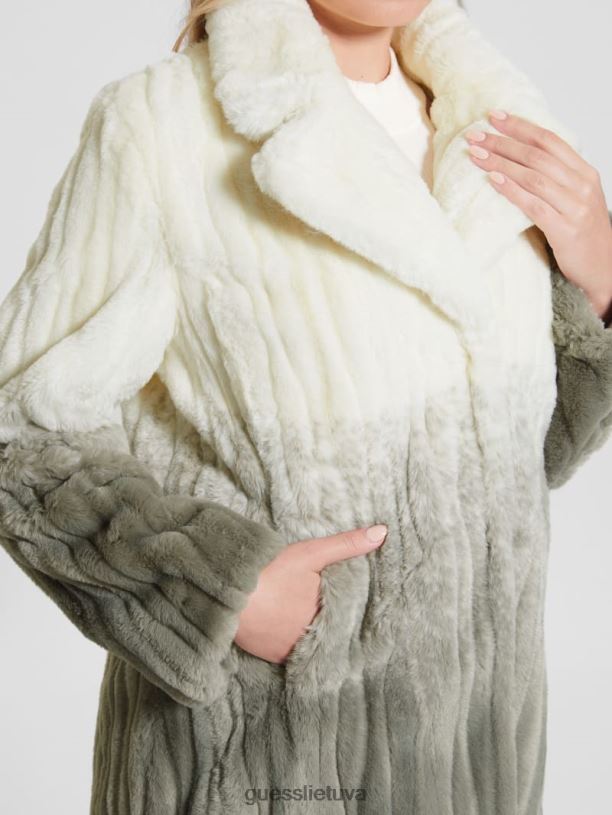 moterys GUESS 6NLN1958 drabužiai tamsintas šalavijų baltumo derinys marta dirbtinio kailio paltai