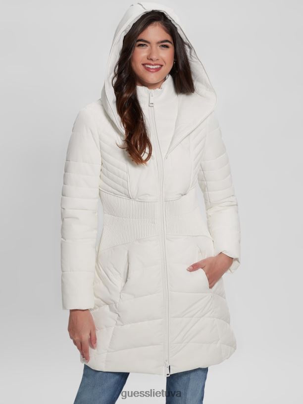 moterys GUESS 6NLN1964 drabužiai visiškai baltas eko oxana dygsniuota striuke