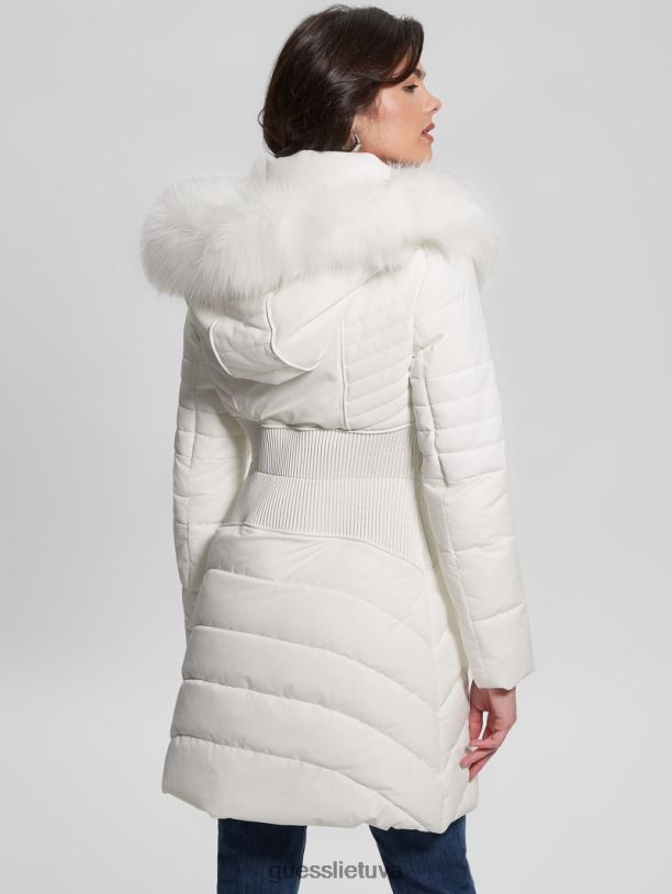 moterys GUESS 6NLN1964 drabužiai visiškai baltas eko oxana dygsniuota striuke