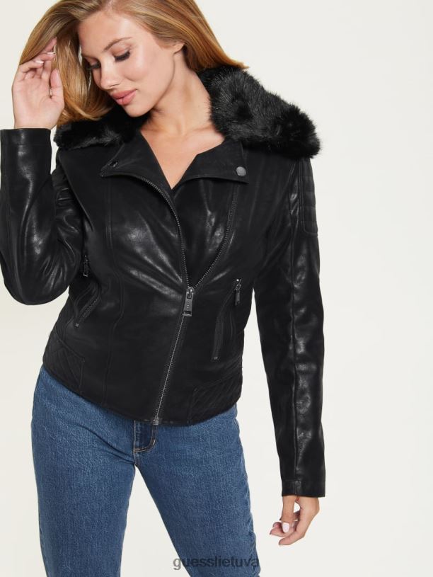 moterys GUESS 6NLN1982 drabužiai juodas olivia moto striukė