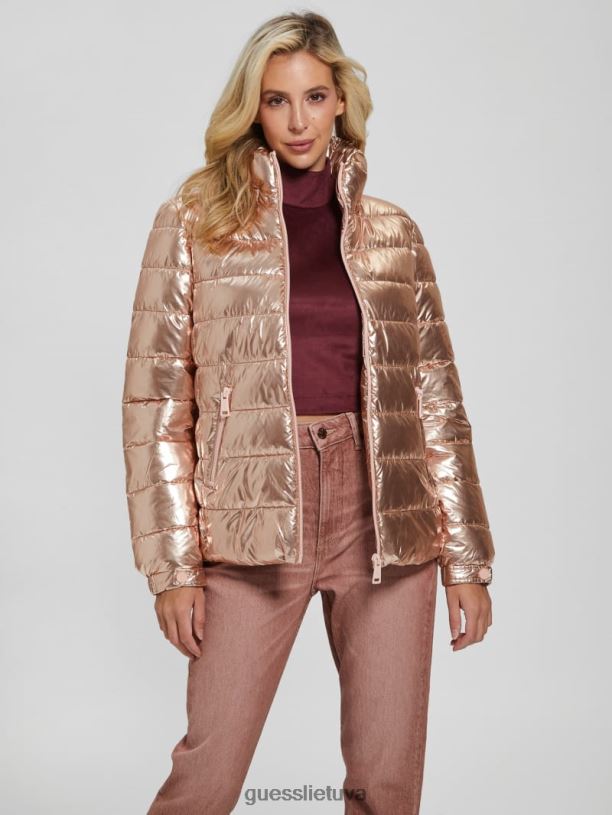 moterys GUESS 6NLN1993 drabužiai rausvas metalinis multi Fiorenza pūkinė striukė