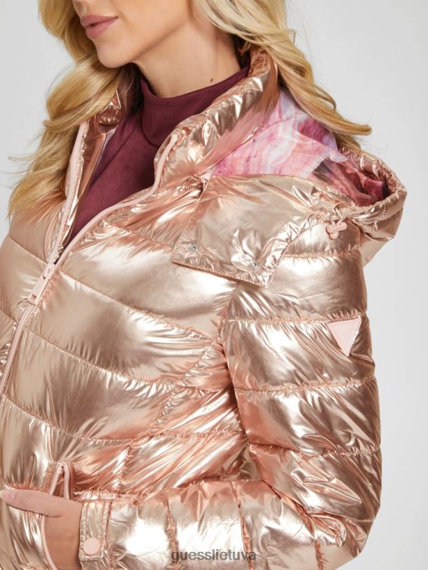 moterys GUESS 6NLN1993 drabužiai rausvas metalinis multi Fiorenza pūkinė striukė