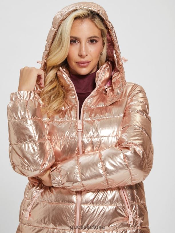 moterys GUESS 6NLN1993 drabužiai rausvas metalinis multi Fiorenza pūkinė striukė