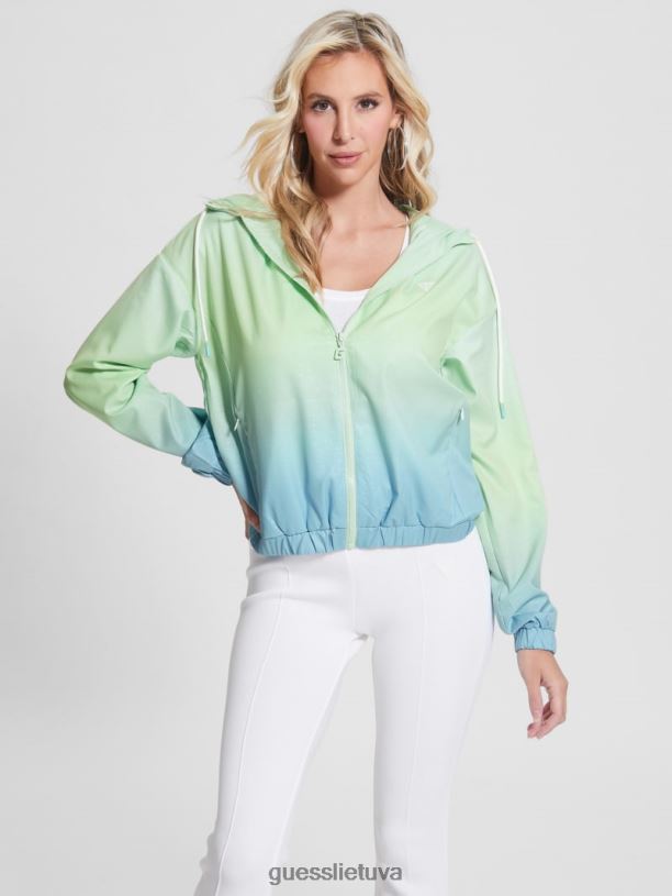 moterys GUESS 6NLN2497 drabužiai 4 g mėlynai ir žaliai Clematis vėjo striukė