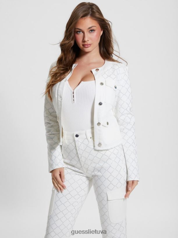 moterys GUESS 6NLN46 drabužiai bling baltas larissa deimantinė džinsinė striukė