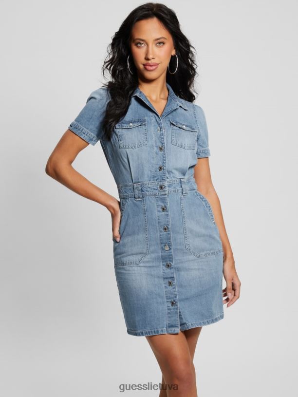 moterys GUESS 6NLN109 drabužiai čiulpinukas lylian džinsinė suknelė