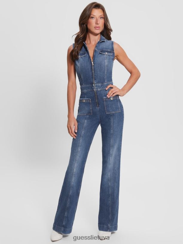 moterys GUESS 6NLN125 drabužiai enlinghtment tamsus eko penny džinsinis kombinezonas