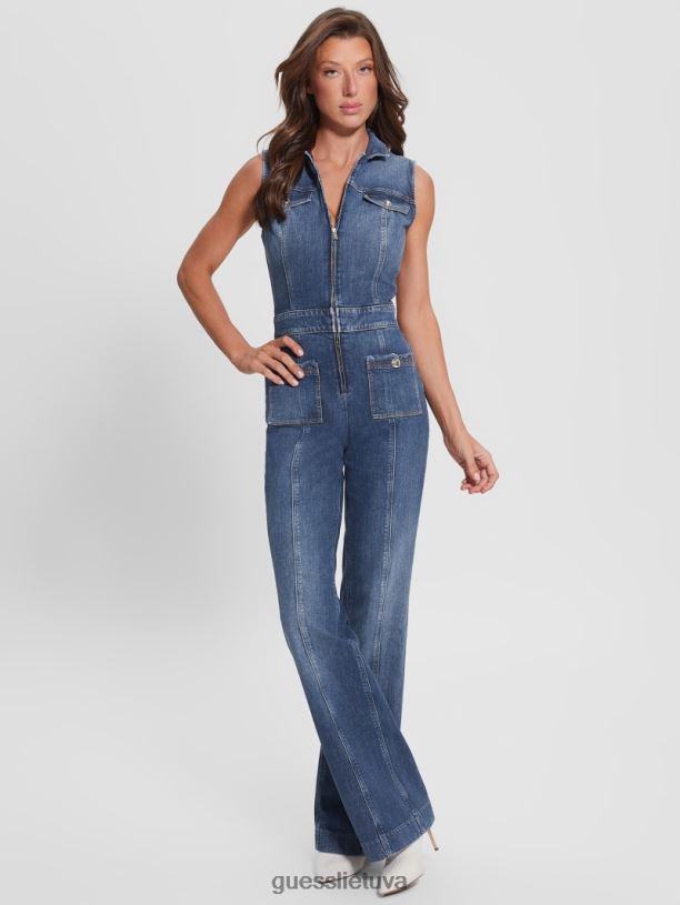 moterys GUESS 6NLN125 drabužiai enlinghtment tamsus eko penny džinsinis kombinezonas